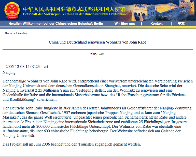 John_Rabe Haus Nanking_Pressemitteilung